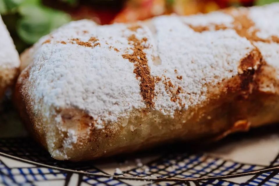 Bestella dusted with icing sugar and cinnamon